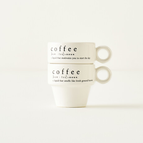 Coffeeaholic Ceramic Espresso Cup // Set of 2