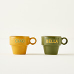 Line Ceramic Espresso Cup // Set of 2 (Orange/Brown)