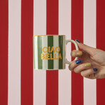 Line Striped Porcelain Mug // Set of 2