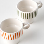 Stripe Ceramic Espresso Cup // Set of 2