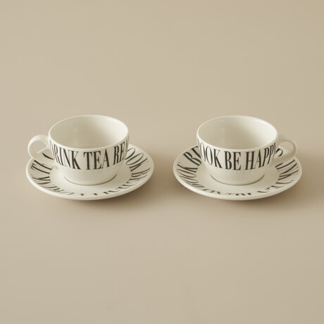 Book Lovers Porcelain Tea Cup // Set of 2