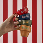 Line Ceramic Espresso Cup // Set of 2 (Orange/Brown)