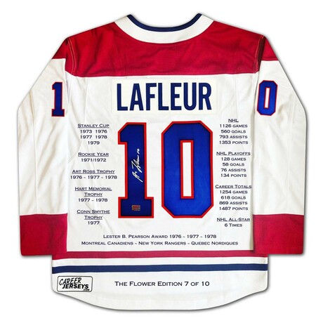 Guy Lafleur // Signed White Career Jersey - The Flower Ed. of 10