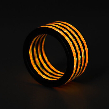 Fire Aurora Carbon Fiber Broad Ring // Red + Black (6.5)