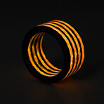 Fire Aurora Carbon Fiber Broad Ring // Red + Black (7.5)