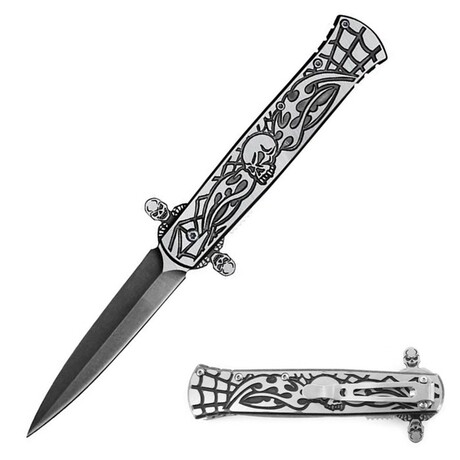 Tactical Spring Assist knife // DF-9028 // Biker (Silver)