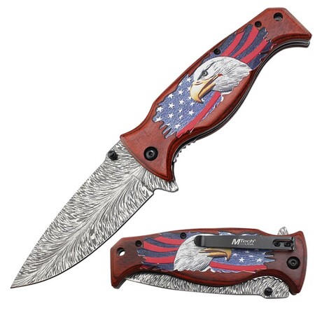 Spring Assisted Knife // MT-A2045 // US Eagle (Red)