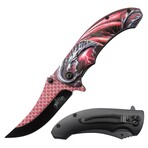 Spring Assisted Knife // MU-A201 // Red/Black Dragon