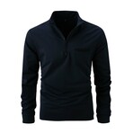 Quarter-Zip Long-Sleeve Pocket Detail Shirt // Navy (XL)