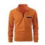 Quarter-Zip Long-Sleeve Pocket Detail Shirt // Orange (L)