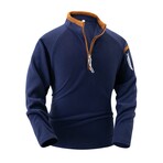 Stand-Collar Half-Zip Long-Sleeve Fleece Shirt // Navy (XL)
