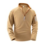 Stand-Collar Half-Zip Long-Sleeve Fleece Shirt // Khaki (2XL)