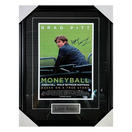 Aaron Sorkin // Moneyball // Framed Signed 12X18 Poster