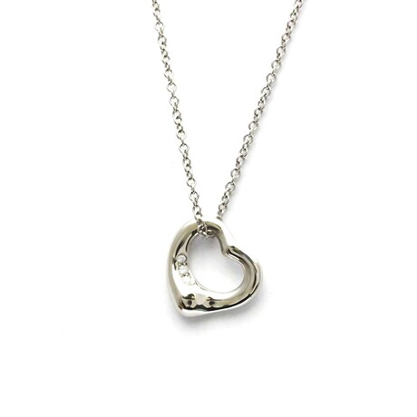Tiffany & Co. // Platinum Open Heart Diamond Pendant Necklace // 15.94" // Store Display