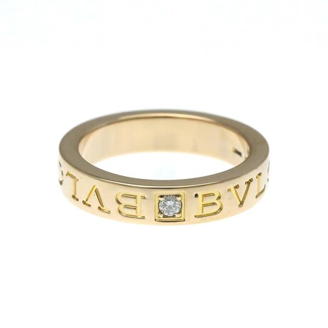 Bulgari // 18k Rose Gold Double Logo Diamond Ring // Ring Size: 5.5 // Store Display