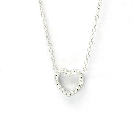Tiffany & Co. // 18k White Gold Sentimental Heart Diamond Pendant Necklace // 15.94" // Store Display