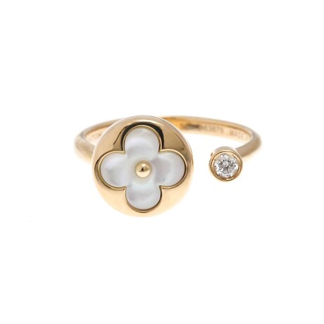 Louis Vuitton // 18k Rose Gold Berg Sun Blossom Diamond + Mother of Pearl Ring // Ring Size: 5.25 // Store Display