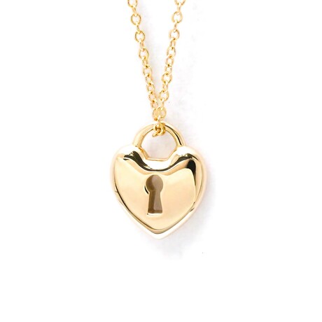 Tiffany & Co. // 18k Rose Gold Heart Lock Key Pendant Necklace // 15.94" // Store Display