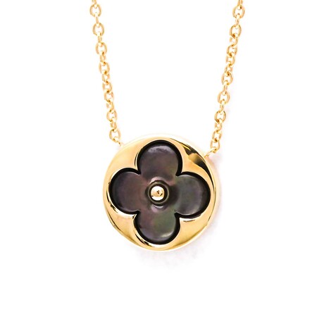 Louis Vuitton // 18k Rose Gold Sun Black Nacre Pendant Necklace // 15.35"-16.14" // Store Display