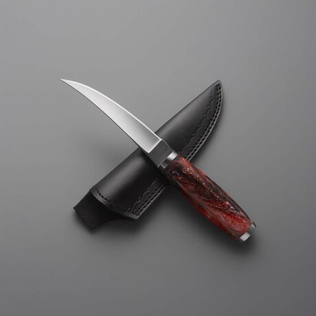 The Fillet Puukko // Scandinavian Puukko // Red Acrylic Epoxy Resin
