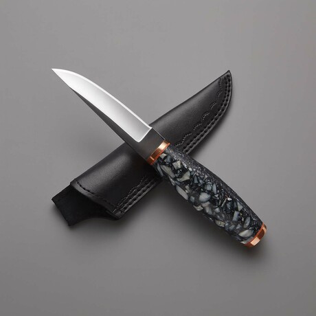 The Marble Puukko // Scandinavian Puukko // B&W Marble Epoxy Resin