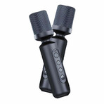 3-in-1 Portable Karaoke Mini Projector (with 2x15W Speakers+ 2 Mic)