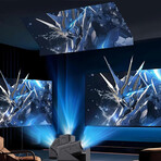 3-in-1 Portable Karaoke Mini Projector (with 2x15W Speakers+ 2 Mic)