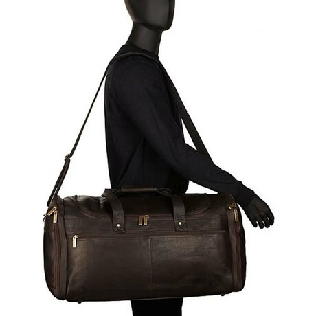 Felipe Extra Large Carry On Duffel Vaquetta Leather (Black)