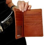 Hipster Medium Tall Bifold Wallet Vaquetta Leather (Tan)