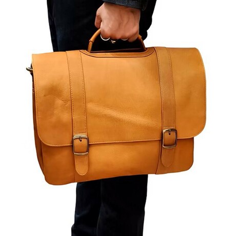 Roberto Large Briefcase Vaquetta Leather (Black)