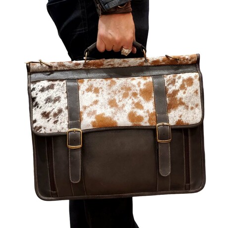 Rodrigo Double Sided Briefcase Vaquetta Leather // Fur