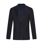 Single-Breasted w/ Two-Button Speckled Solid Blazer // Blue (XL)