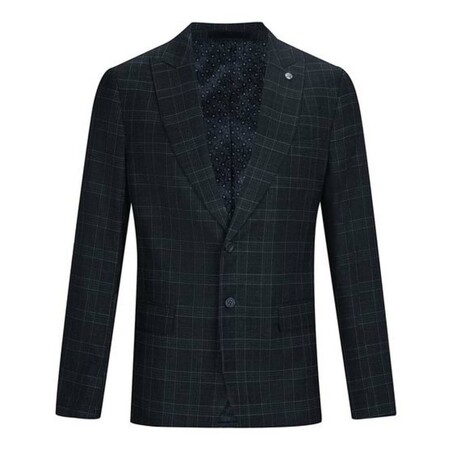 Single-Breasted w/ Two-Button Plaid Blazer // Windowpane Blue (S)
