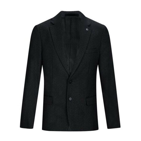 Single-Breasted w/ Two-Button Speckled Solid Blazer // True Black (S)