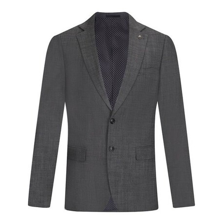 Single-Breasted w/ Two-Button Speckled Solid Blazer // Dark Grey (S)