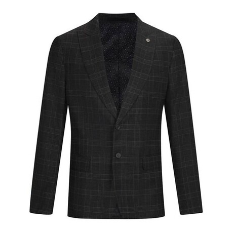Single-Breasted w/ Two-Button Plaid Blazer // Windowpane Grey (S)