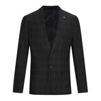 Single-Breasted w/ Two-Button Plaid Blazer // Windowpane Grey (M)