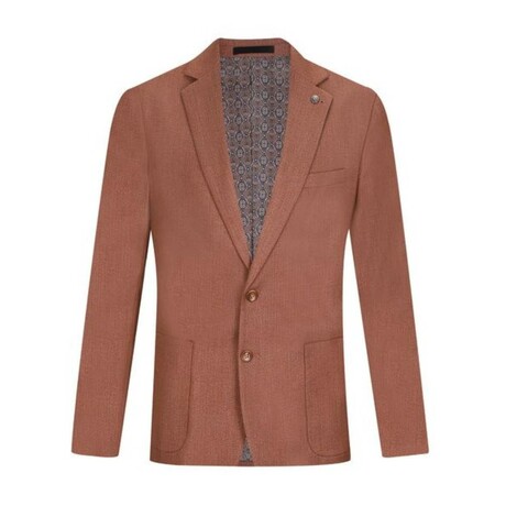 Single-Breasted w/ Two-Button Speckled Solid Blazer // Olive Brown (S)