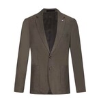 Single-Breasted w/ Two-Button Gingham Plaid Blazer // Puppytooth Dark Brown (S)