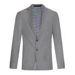 Single-Breasted w/ Two-Button Gingham Plaid Blazer // Puppytooth Light Grey (M)