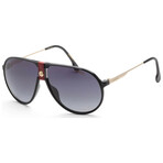 Carrera // Unisex Square Sunglasses // Black Gold + Smoke Gradient