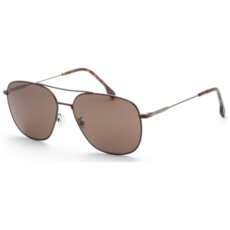 Hugo Boss // Men's Aviator Sunglasses // Matte Brown Dark Ruthenium + Brown