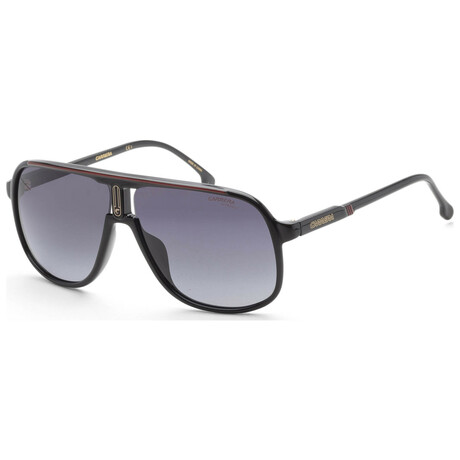 Carrera // Men's Square Sunglasses // Black Red + Dark Grey Shaded Gradient
