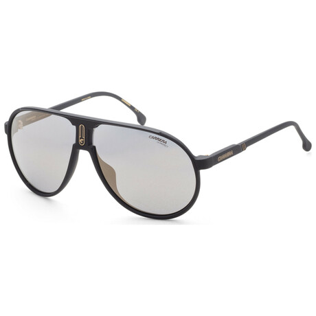 Carrera // Unisex Aviator Sunglasses // Matte Black + Grey Bronze Mirror
