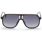 Carrera // Men's Square Sunglasses // Black Red + Dark Grey Shaded Gradient
