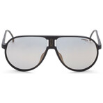 Carrera // Unisex Aviator Sunglasses // Matte Black + Grey Bronze Mirror