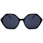 Hugo Boss // Women's Round Sunglasses // Black Crystal + Grey