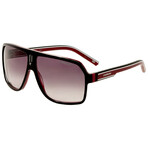 Carrera // Men's Shield Sunglasses // Black Red Crystal White + Smoke Gradient