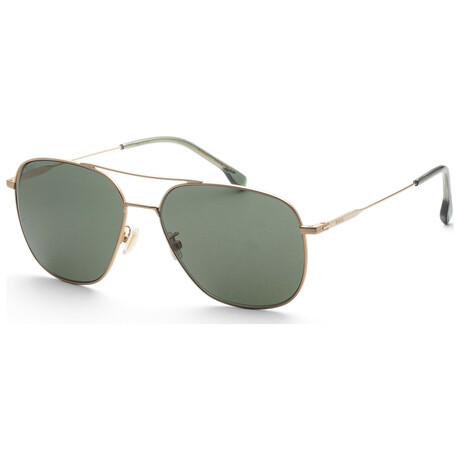 Hugo Boss // Men's Aviator Sunglasses // Matte Gold + Green