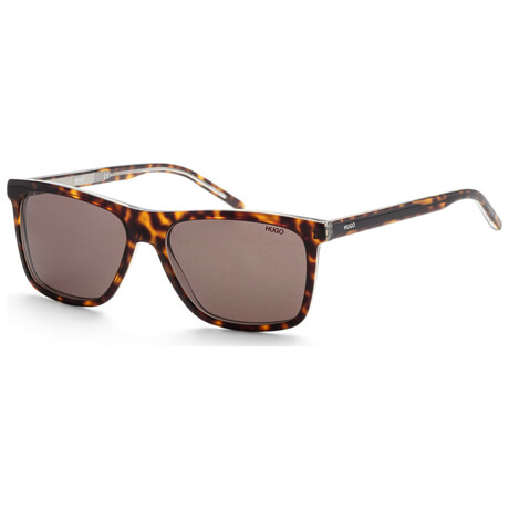 Hugo Boss // Men's Rectangular Sunglasses // Havana Crystal + Brown